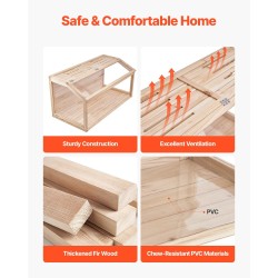 Puinen pieneläinhäkki 101×51×51 cm 270 asteen akryylipaneelit ylösavattava kansi sopii hamstereille