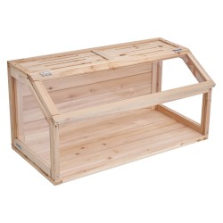 Puinen pieneläinhäkki lehtikuusipuusta akryylisivuilla 81 41 41 cm kääpiöhamstereille yläosa avattava