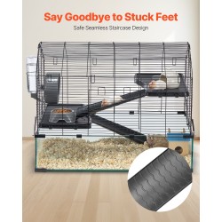 Hamsterihäkki karkaistusta lasista ja metalliverkosta 75 x 44 x 61 cm juomapullolla