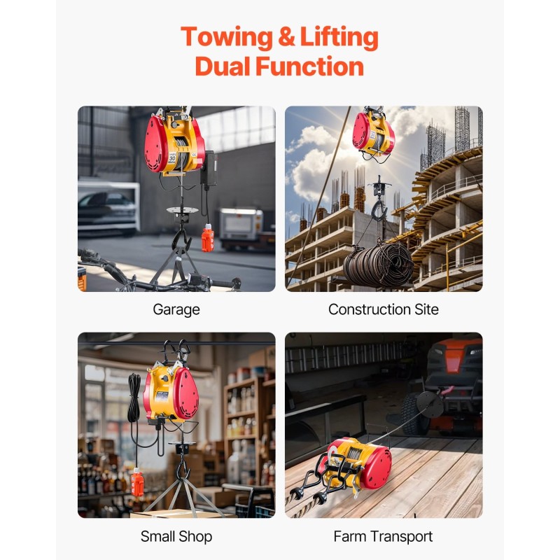 Sähkövinssi 500 kiloa 1800 wattia 30 metriä teräsvaijerilla langallinen ja langaton ohjaus