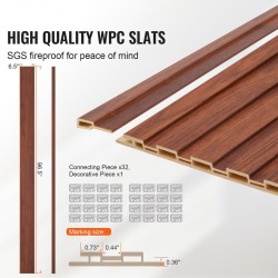 Akustiikkapaneelit puu-muovikomposiitti 2450x166 mm 8 kpl seinille ja katoille mustapähkinäsävy