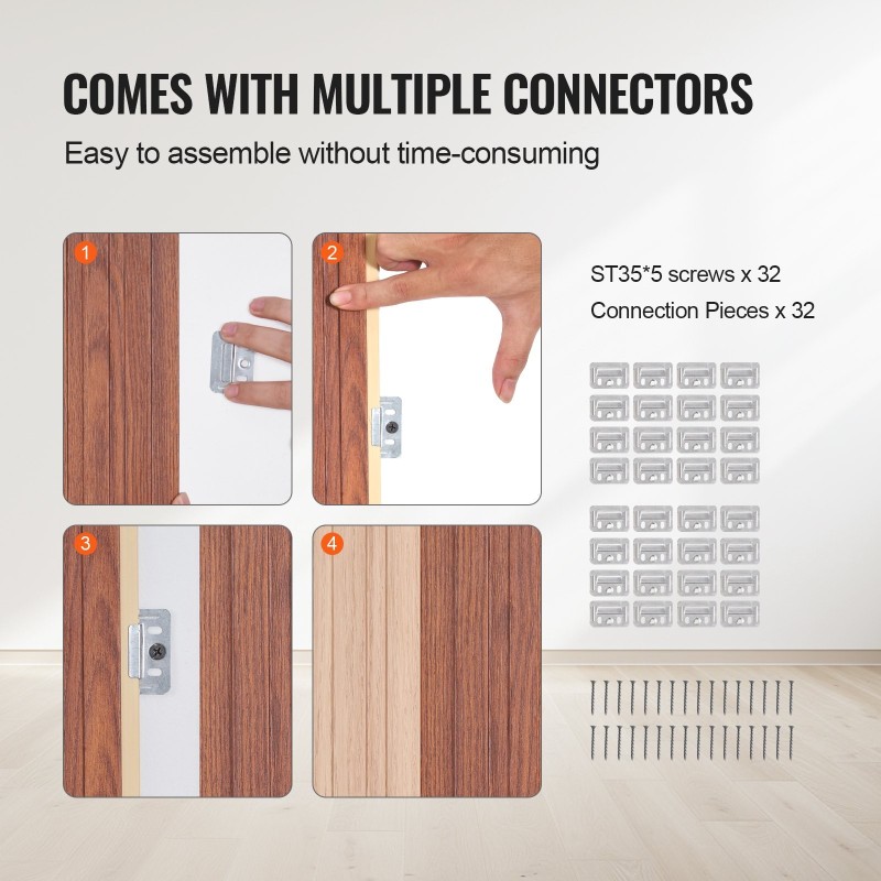 Akustiikkapaneelit puu-muovikomposiitti 2450x166 mm 8 kpl seinille ja katoille mustapähkinäsävy