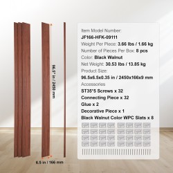 Akustiikkapaneelit puu-muovikomposiitti 2450x166 mm 8 kpl seinille ja katoille mustapähkinäsävy