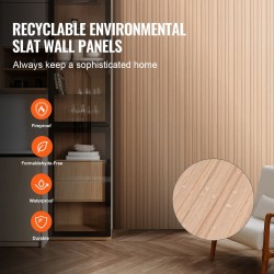 Akustiikkapaneelit puusäleiset 8 kpl 2450x166x9 mm saarni sävyinen seinä- ja kattokäyttöön