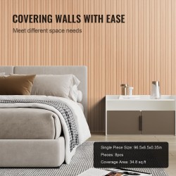 Akustiikkapaneelit puusäleiset 8 kpl 2450x166x9 mm saarni sävyinen seinä- ja kattokäyttöön