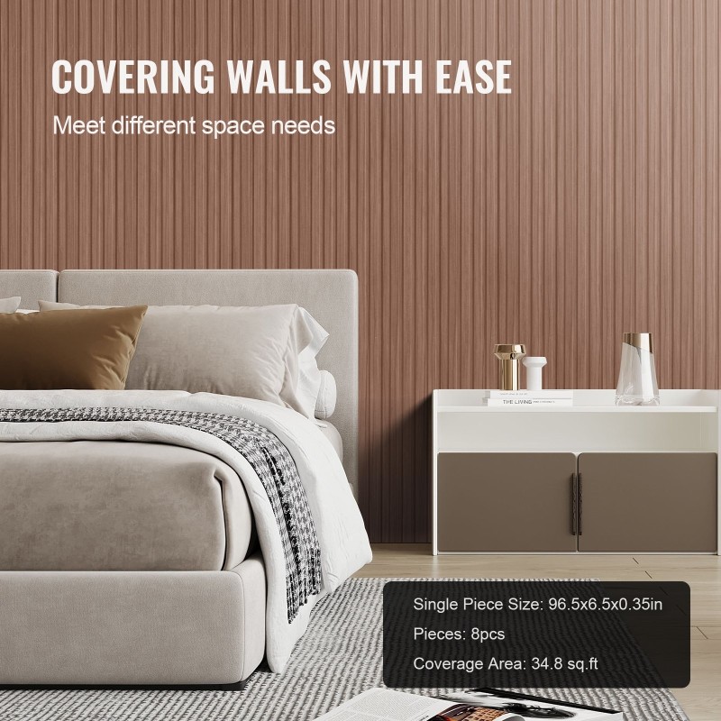 Akustiset puulistapaneelit 2450x166x9 mm 8 kpl harmaa tammi seinälle ja kattoon