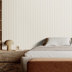 Akustiset WPC-rimapaneelit 2450x166x9 mm 8 kpl mattavalkoinen sisäseiniin ja kattoihin