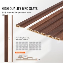 Puusäleakustiikkapaneelit 8 kpl 2450x166 mm tumma teak sisäseinille ja katoille