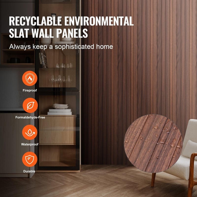 Puusäleakustiikkapaneelit 8 kpl 2450x166 mm tumma teak sisäseinille ja katoille