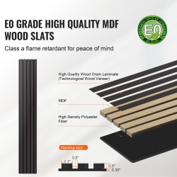 Puusäleinen akustiikkapaneeli MDF-pohjainen 2400 x 200 mm 4 kpl musta tammi seinille