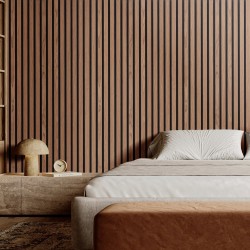 Akustiikkapaneelit puusälepinta MDF-runko 1200×600×21 mm 4 kpl seiniin ja kattoihin pähkinä