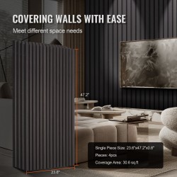 Akustiset MDF-puusälepaneelit 1200x600x21 mm 4 kpl musta tammi seinä ja katto