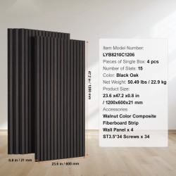 Akustiset MDF-puusälepaneelit 1200x600x21 mm 4 kpl musta tammi seinä ja katto