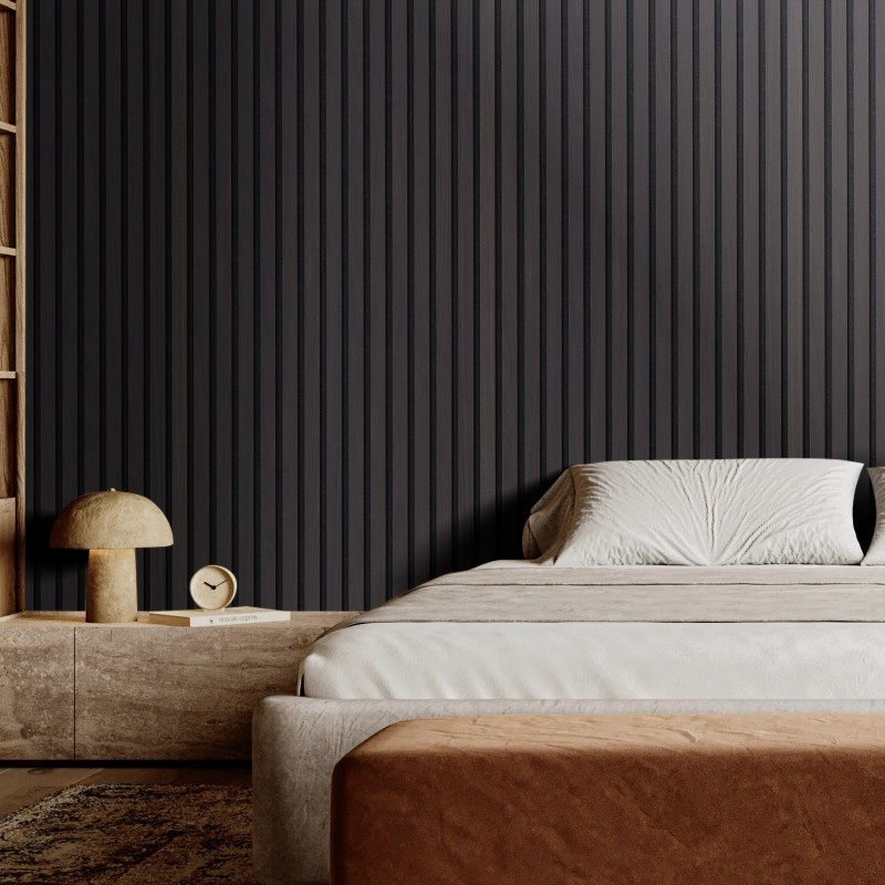 Akustiset MDF-puusälepaneelit 1200x600x21 mm 4 kpl musta tammi seinä ja katto
