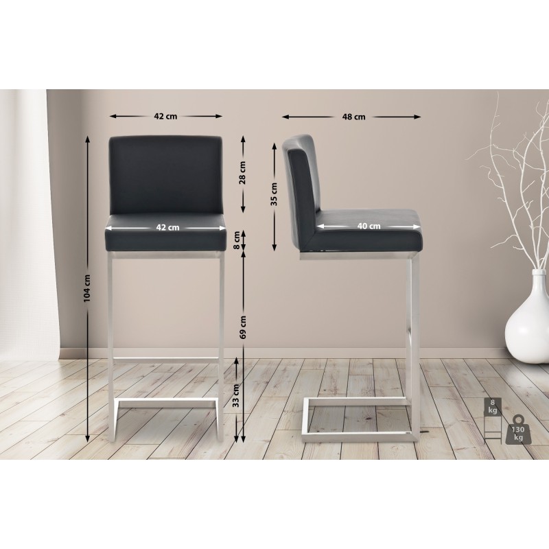 Paros keinonahkainen baarijakkara keinuvalla teräsrungolla