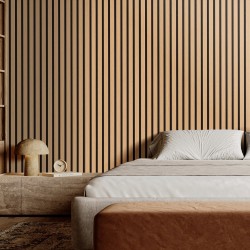 Akustiset MDF-puusälepaneelit 2400x200x21 mm 4 kpl vaalea tammi sisätiloihin