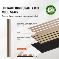 Akustiset puusälepanelit 4 kpl 2400x200x21 mm hopeanharmaa seinille ja katoille