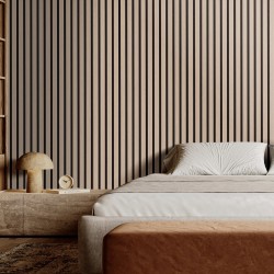 Akustiset puusälepanelit 4 kpl 2400x200x21 mm hopeanharmaa seinille ja katoille