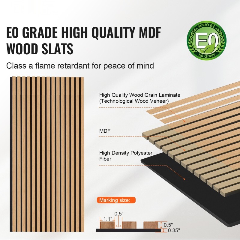 Akustiikkapaneelit MDF 1200x600 mm 4 kpl vaalea tammi seinä ja katto