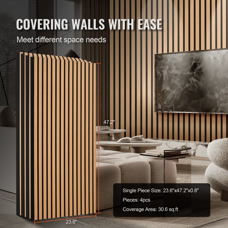 Akustiikkapaneelit MDF 1200x600 mm 4 kpl vaalea tammi seinä ja katto