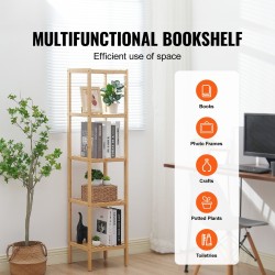 Bambuhylly 5-tasoinen kapea 147 cm korkea avohylly monikäyttöinen kotiin kylpyhuoneeseen