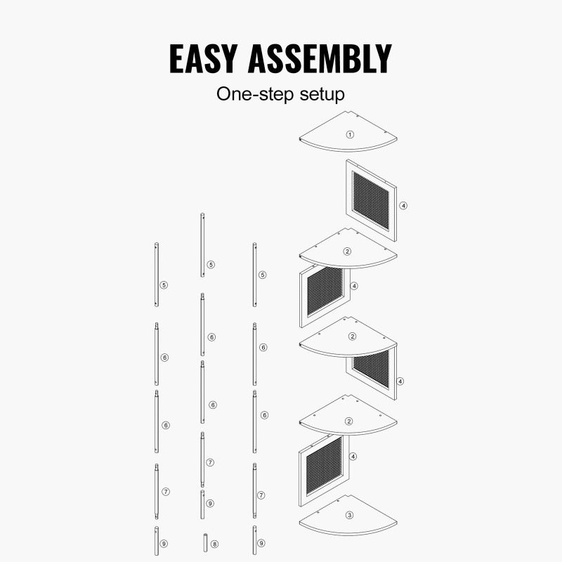 Kapea kulmakirjahylly metallirungolla MDF-hyllyillä rottinkityylipinnalla 5 tasoa 1565 mm