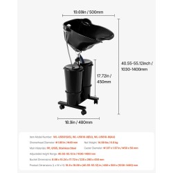 Siirrettävä hiustenpesuallas säädettävä korkeus sähköpumppu kaksi ämpäriä kaksi suihkupäätä viemäriletku musta