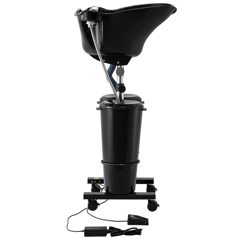 Siirrettävä hiustenpesuallas säädettävä korkeus sähköpumppu kaksi ämpäriä kaksi suihkupäätä viemäriletku musta