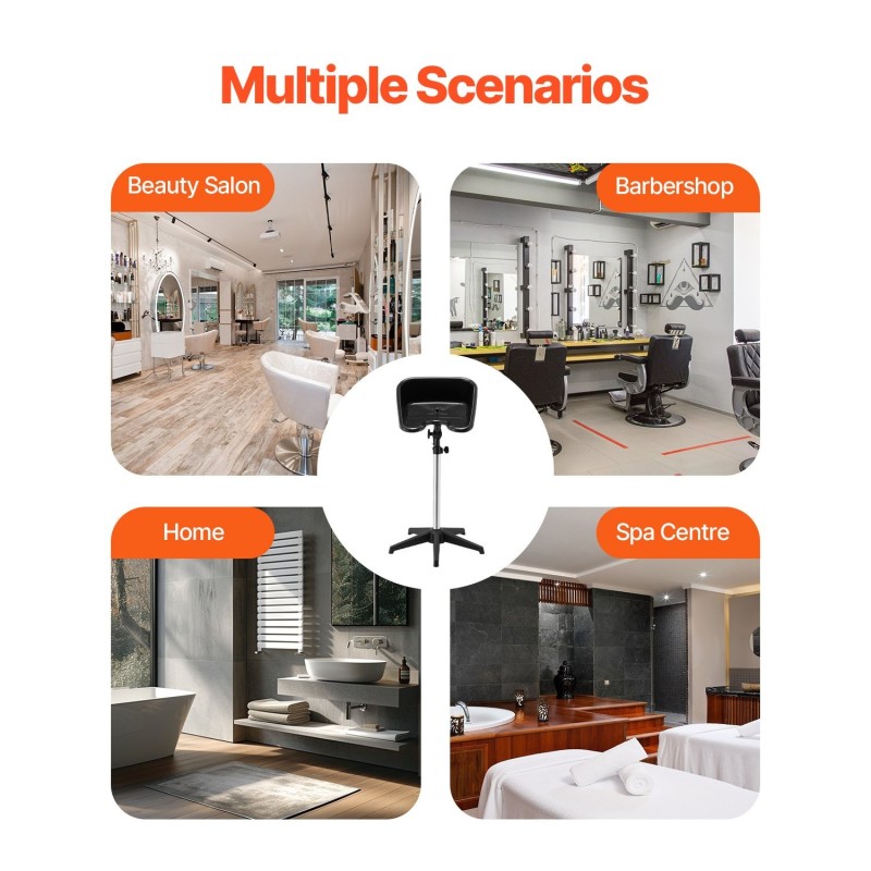 Seisova hiustenpesuallas säädettävä korkeus 89–126 cm kallistuskulma 1,8 m poistoletku