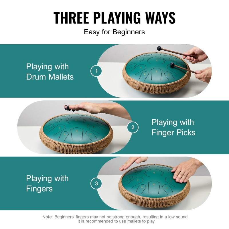 Teräskielirumpu hiiliteräs 14-tuumainen 15 säveltä D-duuri vihreä puutarha jooga