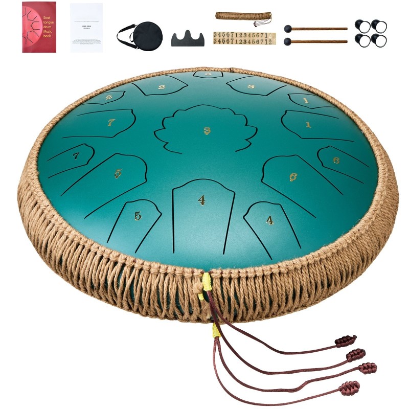 Teräskielirumpu hiiliteräs 14-tuumainen 15 säveltä D-duuri vihreä puutarha jooga