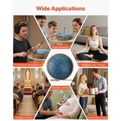 Teräksinen kielirumpu 33 cm 15 säveltä D-duuri tummansininen meditaatioon