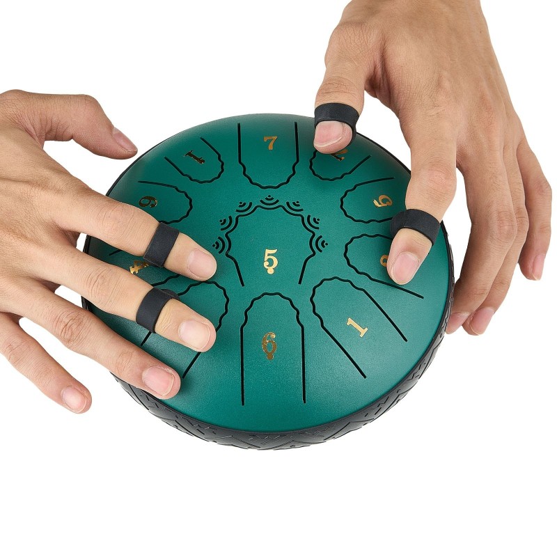 Teräskielirumpu terässeosta 6-tuumainen 11-kielinen D-duuri vihreä meditaatioon ja joogaan