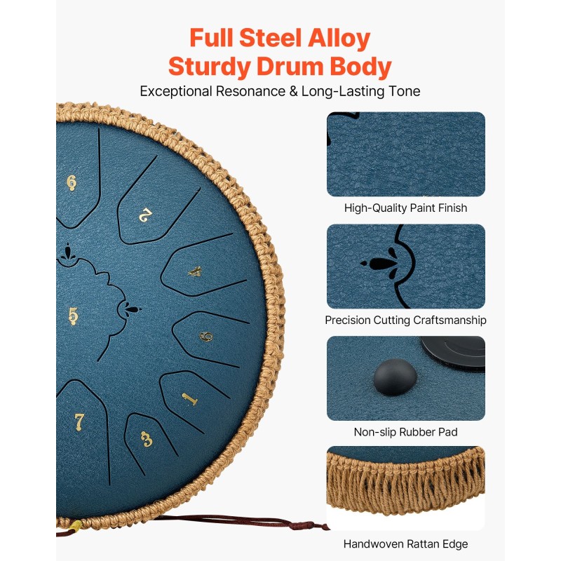 Teräksinen kielirumpu 30,5 cm 13 säveltä C-duuri tummansininen