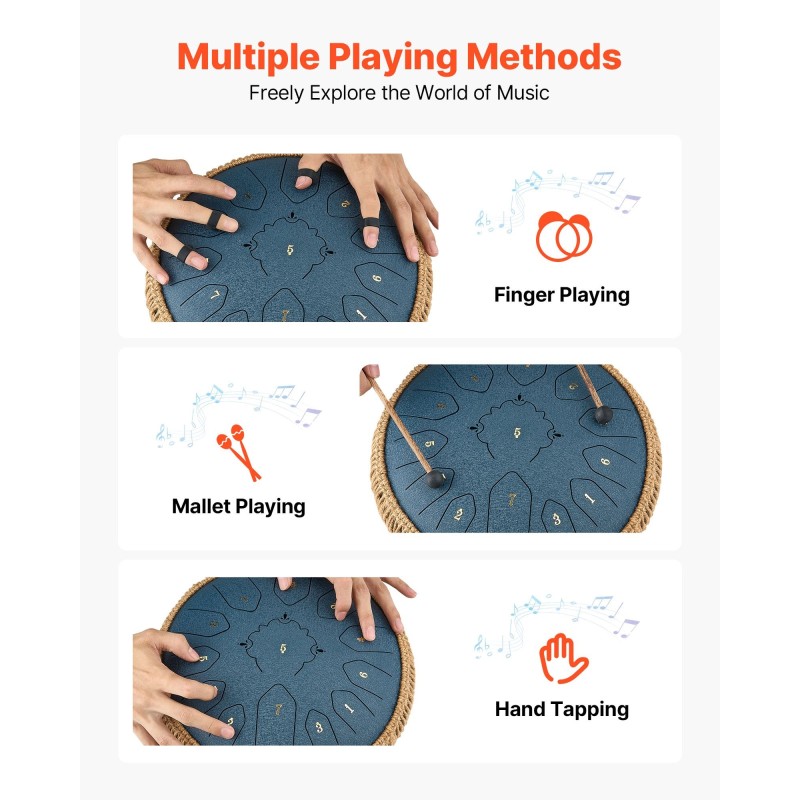 Teräksinen kielirumpu 30,5 cm 13 säveltä C-duuri tummansininen