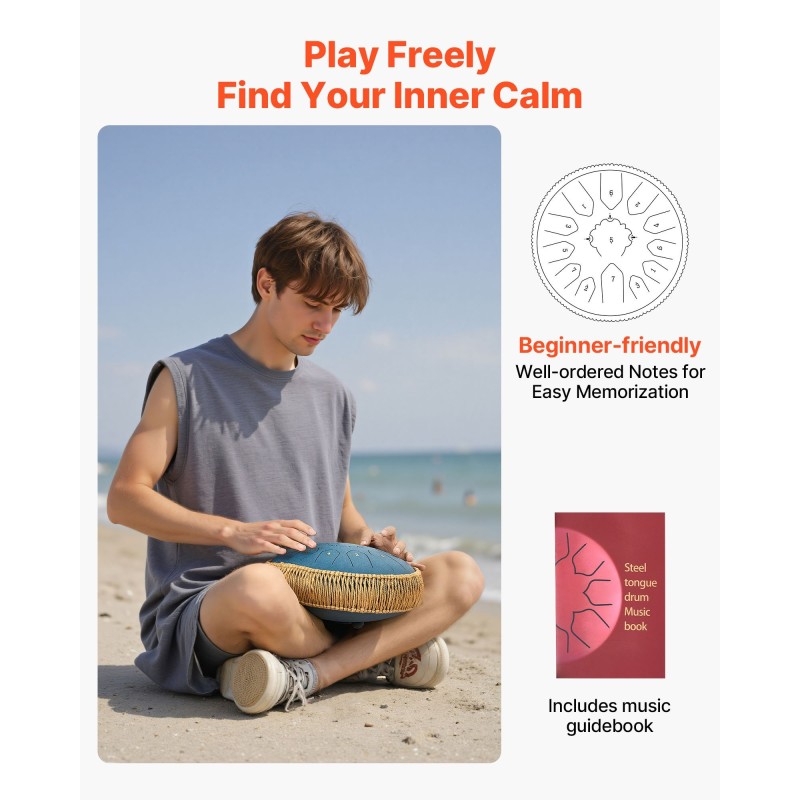 Teräksinen kielirumpu 30,5 cm 13 säveltä C-duuri tummansininen