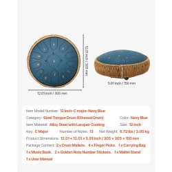 Teräksinen kielirumpu 30,5 cm 13 säveltä C-duuri tummansininen