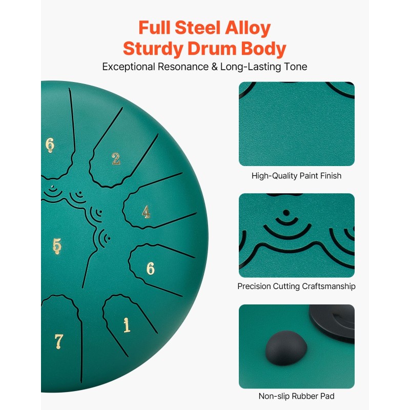 Teräskielirumpu seosteräs 25,4 cm 11 ääntä C-duuri vihreä