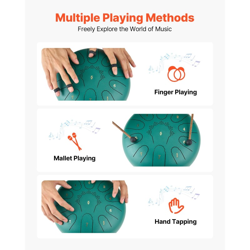 Teräskielirumpu seosteräs 25,4 cm 11 ääntä C-duuri vihreä