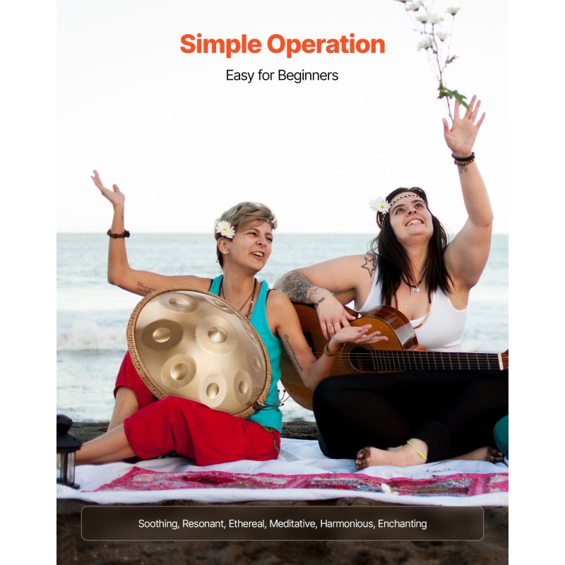 Handpan-rumpu 56 cm 9-ääninen 432 Hz D-molli nitrattu ruostumaton teräs