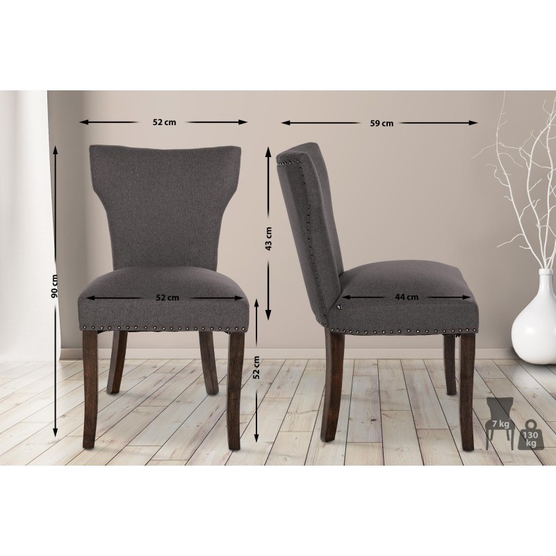 Zadar pehmustettu ruokatuoli kangasverhoilulla ja puujaloilla