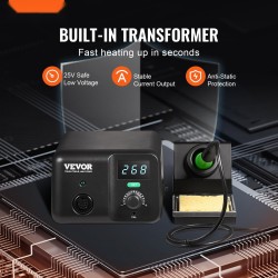 Juotosasema 70W digitaalinen 50–500°C sisäänrakennettu muuntaja 5 juotinkärkeä lyijytön juote pinsetit