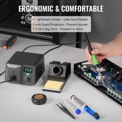 Juotosasema 70W digitaalinen 50–500°C sisäänrakennettu muuntaja 5 juotinkärkeä lyijytön juote pinsetit