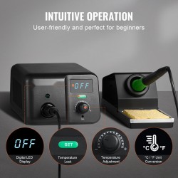 Juotosasema 70W digitaalinen 50–500°C sisäänrakennettu muuntaja 5 juotinkärkeä lyijytön juote pinsetit