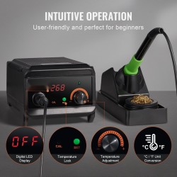 Juotosasema 75W digitaalinen 50–500°C PID-lämpötilansäätö 25V muuntaja 5 kärkeä lyijytön juote