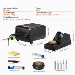 Juotosasema 75W digitaalinen 50–500°C PID-lämpötilansäätö 25V muuntaja 5 kärkeä lyijytön juote