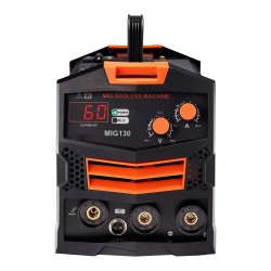 MIG hitsauskone 130 A kaasuton täytelanka synergiatoiminto IGBT invertteritekniikka digitaalinen näyttö