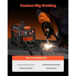 MIG-hitsauskone 130 A kaasuton täytelanka synergiatoiminto IGBT invertteritekniikka digitaalinen näyttö