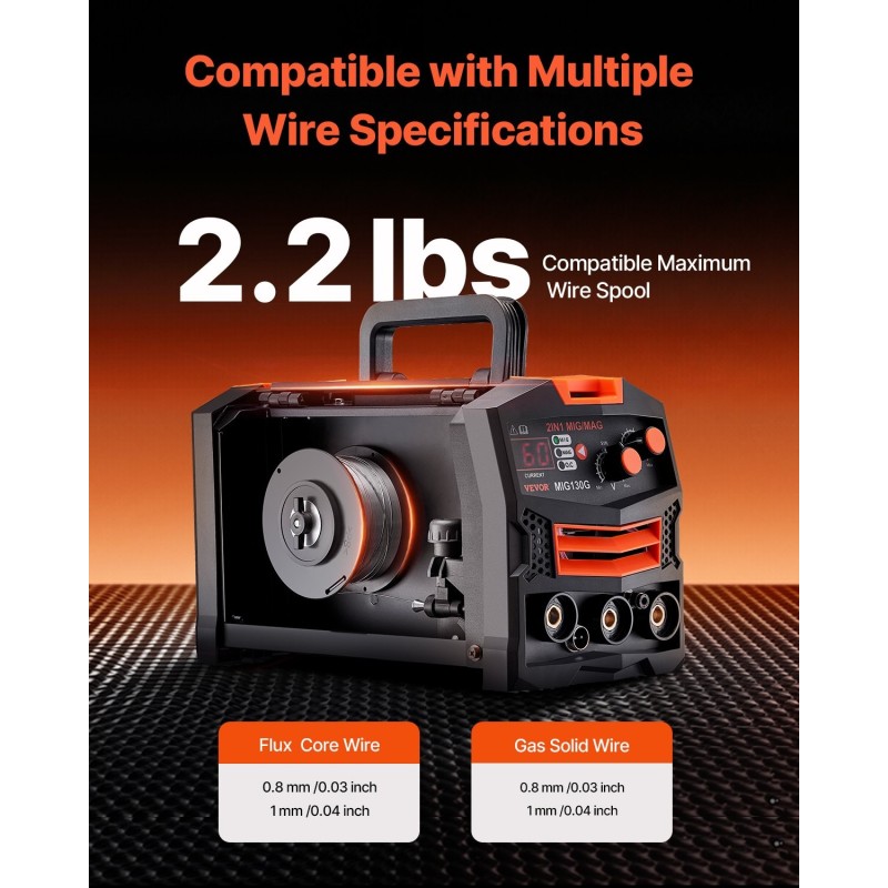 MIG-hitsauskone 130 A IGBT-invertteri kaksitoiminen kaasu ja kaasuton digitaalinen näyttö kannettava