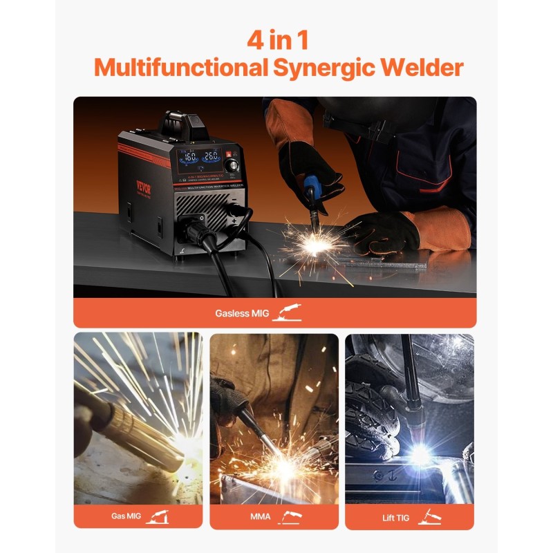 MIG-hitsauslaite 160A nelitoiminen IGBT-invertteri LCD-näyttö 10 mm materiaalille
